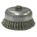 Weiler 6" Double Row Knot Wire Cup Brush .035" Steel Fill 5/8"-11 UNC Nut 12576